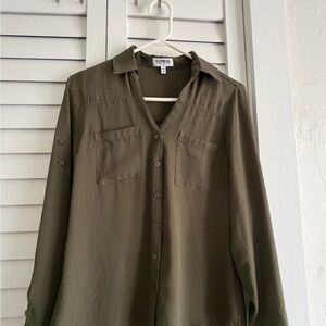 Express Khaki Green Casual Shirt